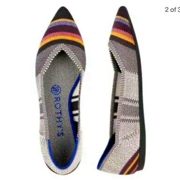 Rothy’s the point retired inverse striped size 9.5 woman’s flat shoes - Picture 4 of 12